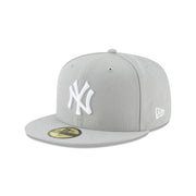 New York Yankees New Era MLB 59FIFTY 5950 Fitted Cap Hat Gray Crown/Visor White Logo